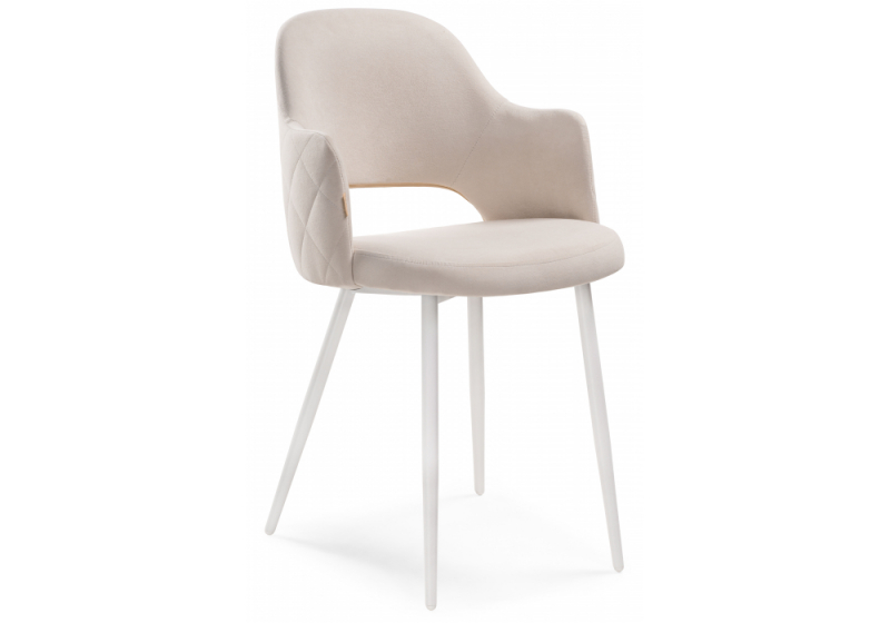 Стул на металлокаркасе Гутрид прошивка ромбы сзади бежевый / белый (51x56x82). 