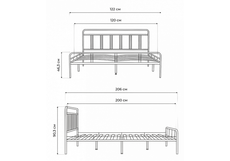 Кровать Рейк 120х200 черная (122)