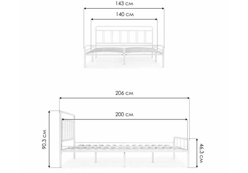 Кровать Рейк 140х200 белая (143)