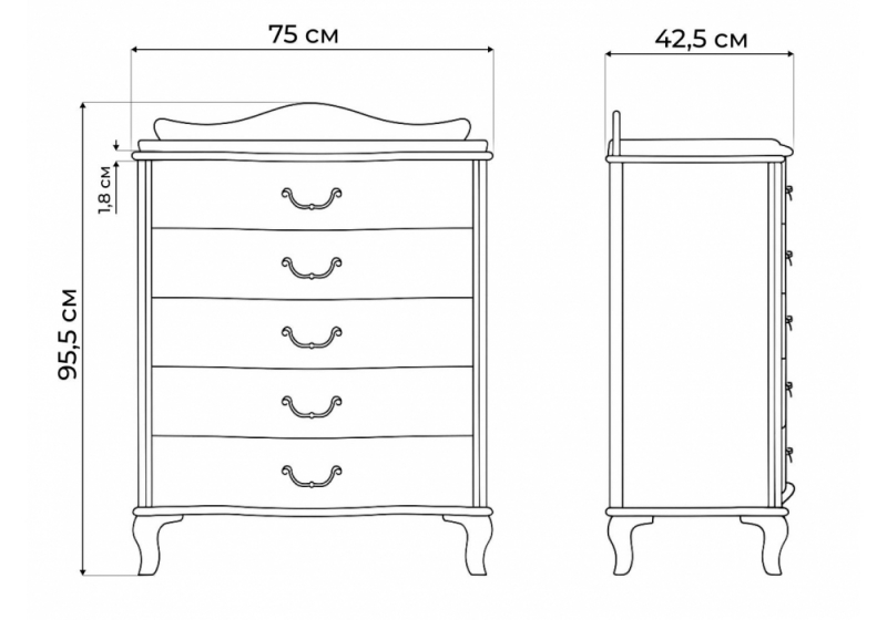 Комод Джульетта орех (75x42,5x95,5)