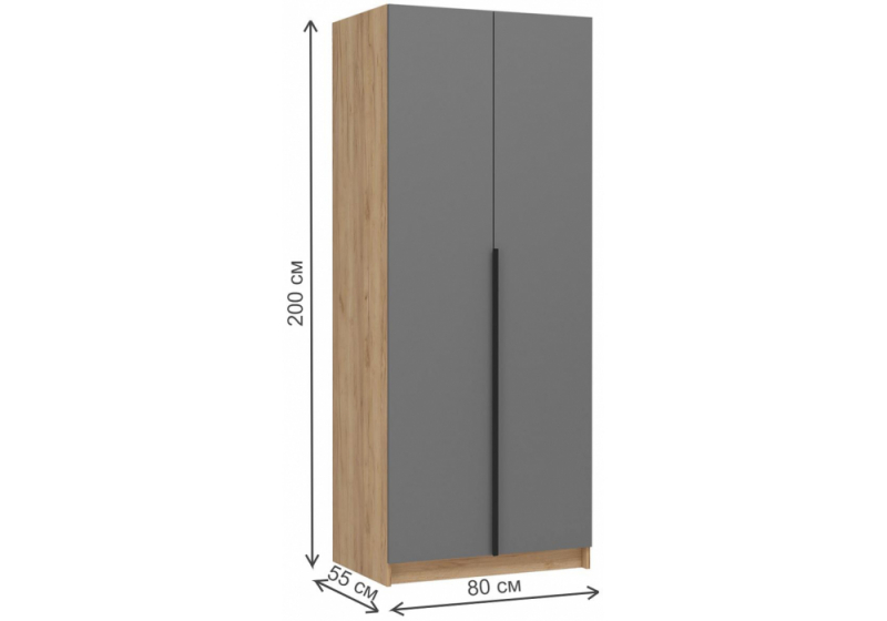 Шкаф Широн 800 графит серый / дуб крафт золото (80x55x200)