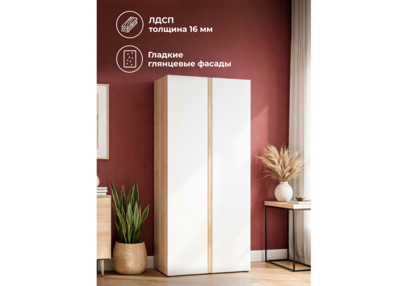 Шкаф Алетра ШК-800 дуб крафт серый / глянец белый (80x57x200)