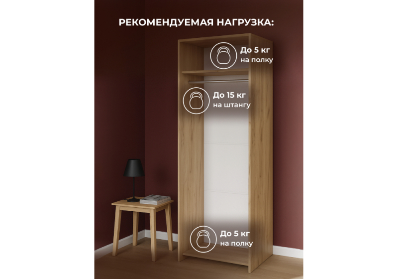 Шкаф Таика дуб золотой / камень темный (70,1x50x209,4)