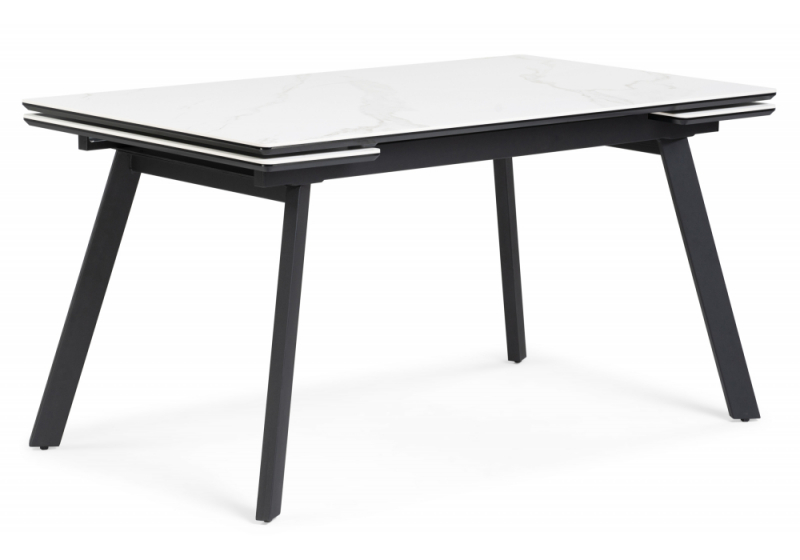 Керамический стол Норман 120(180)х80 snow (alpin) white / черный (80x75). 