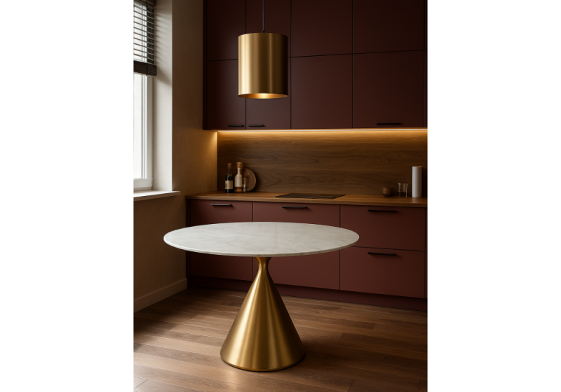 Керамический стол Jaklin 130x73 белый мрамор / сатинированное золото (130x73)