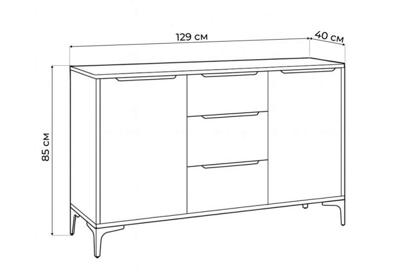 Комод Иадама белый / белый глянец (128,9x40,3x84,7)