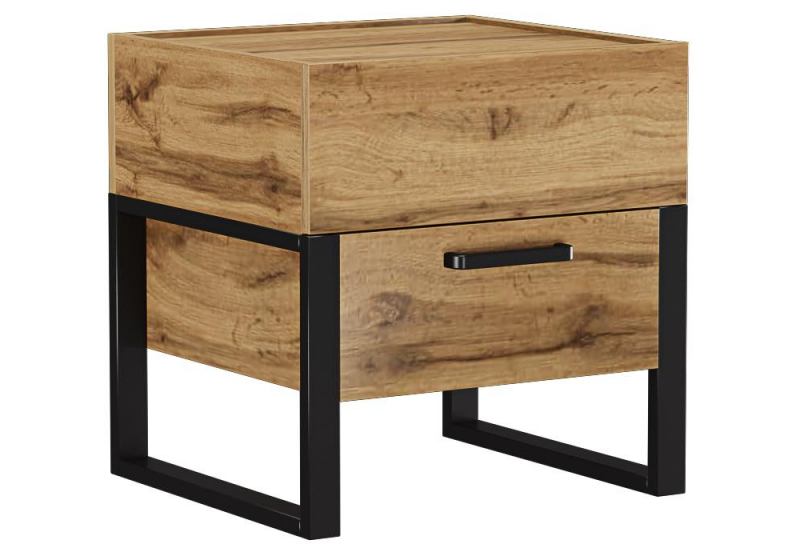 Тумба прикроватная Iris металл дуб вотан / черный муар (51x46x53). 