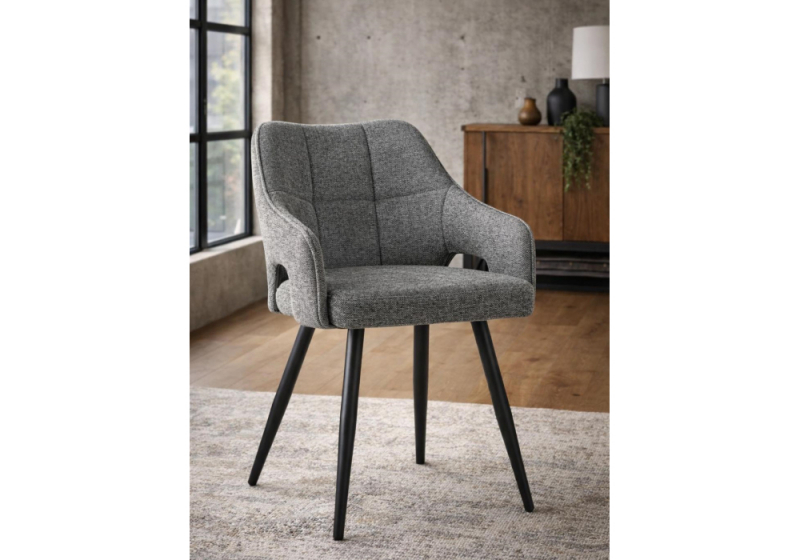 Стул на металлокаркасе Hera dark gray / black (55x60x78)