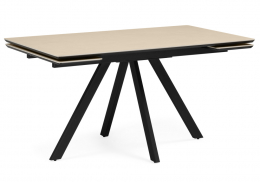 Керамический стол Вилли 120(180)х80 okara light yellow / черный (80x75)