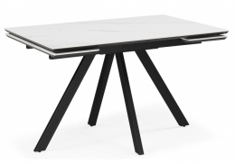 Керамический стол Вилли 120(180)х80 snow alpin white / черный (80x75)