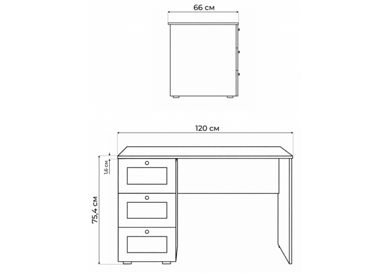 Компьютерный стол Опра серый графит / дуб золотой craft (66x75,4)