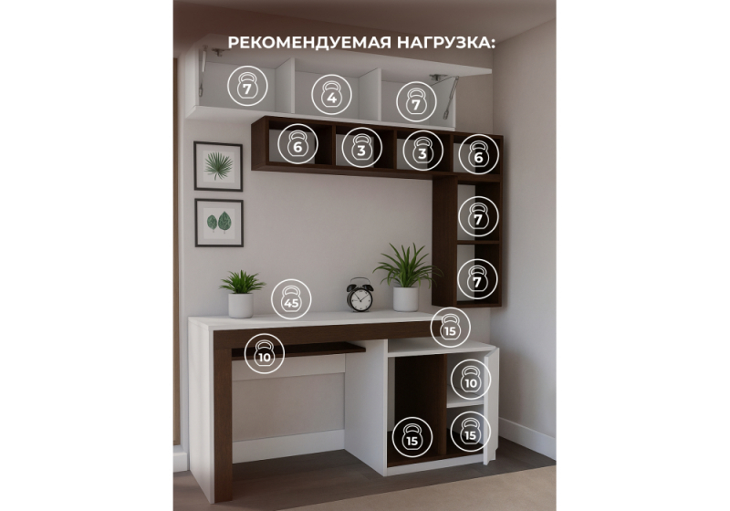 Компьютерный стол Модена комплектация 1 белый / венге