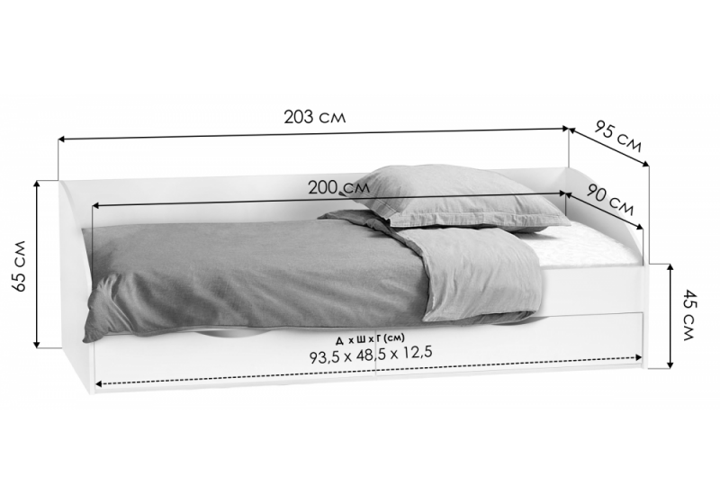 Кровать Эриол 90x200 белый (95)